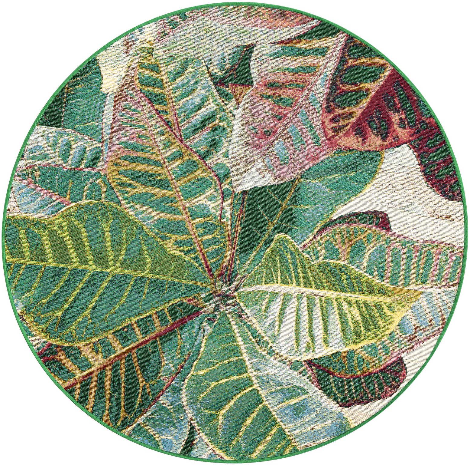 4' x 4' Easy-Clean Botanical Indoor / Outdoor Round Rug