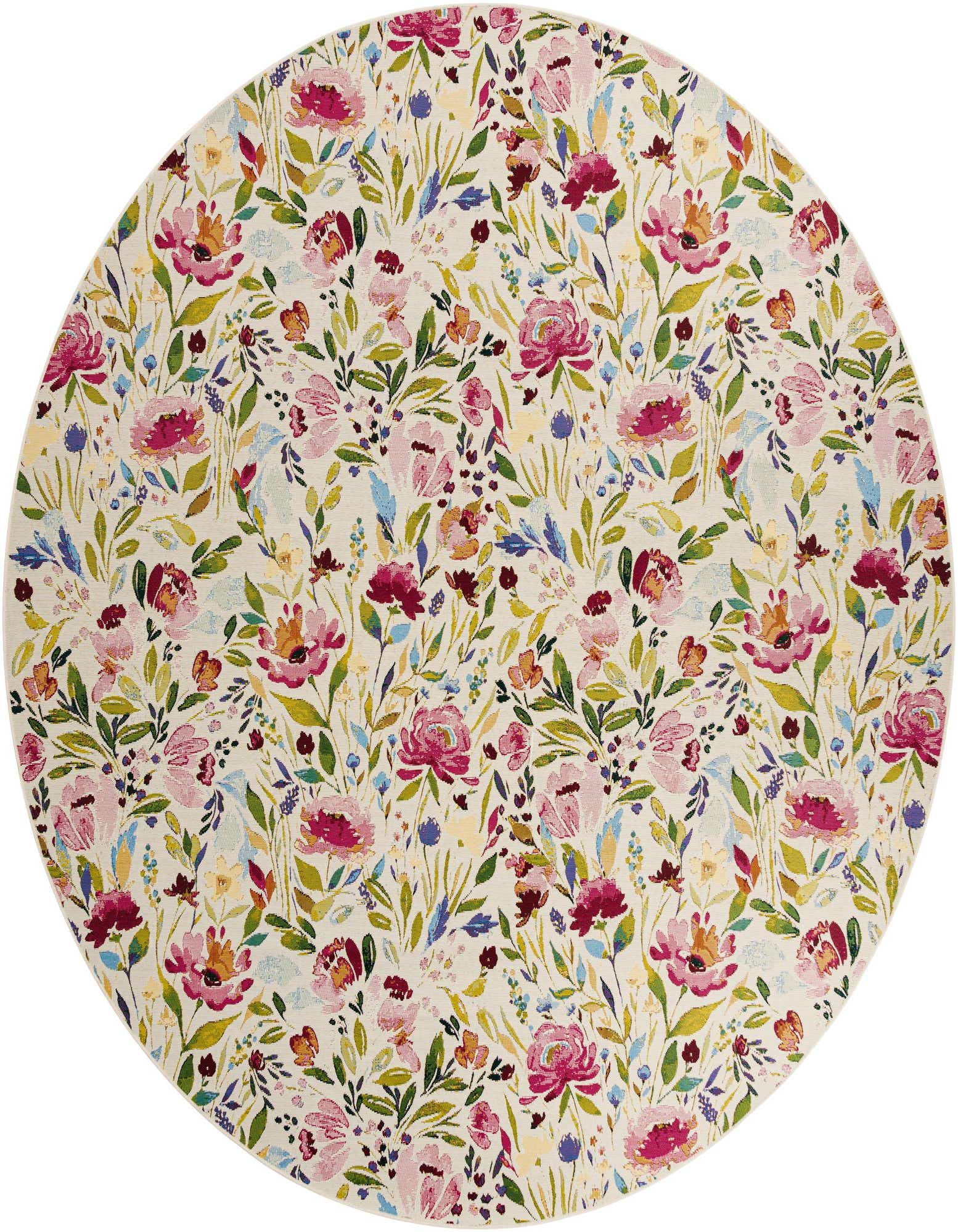 10' x 10' Easy-Clean Botanical Indoor / Outdoor Round Rug