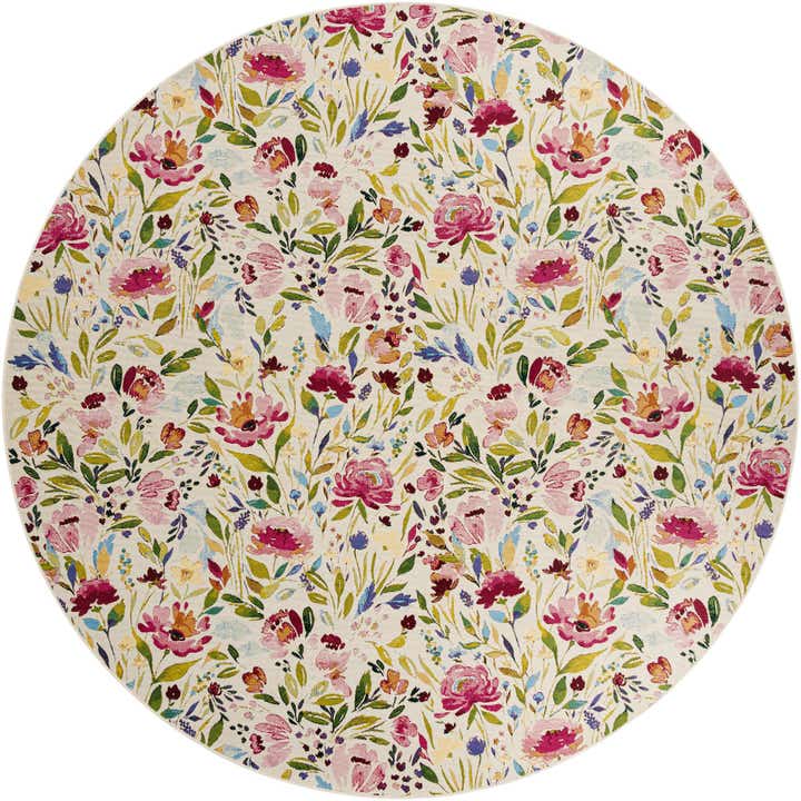10' x 10' Easy-Clean Botanical Indoor / Outdoor Round Rug