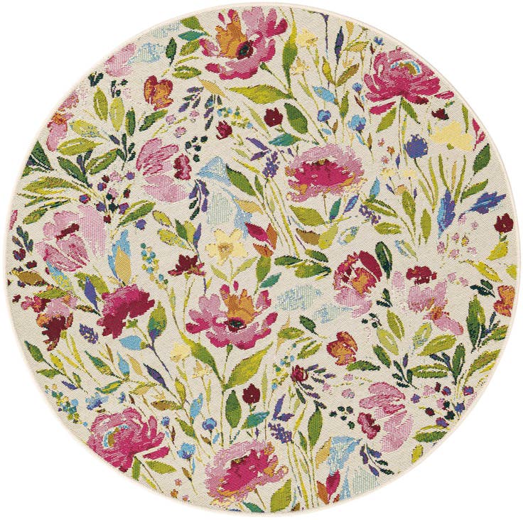 Detail image of 4' x 4' Easy-Clean Botanical Indoor / Outdoor Round Rug