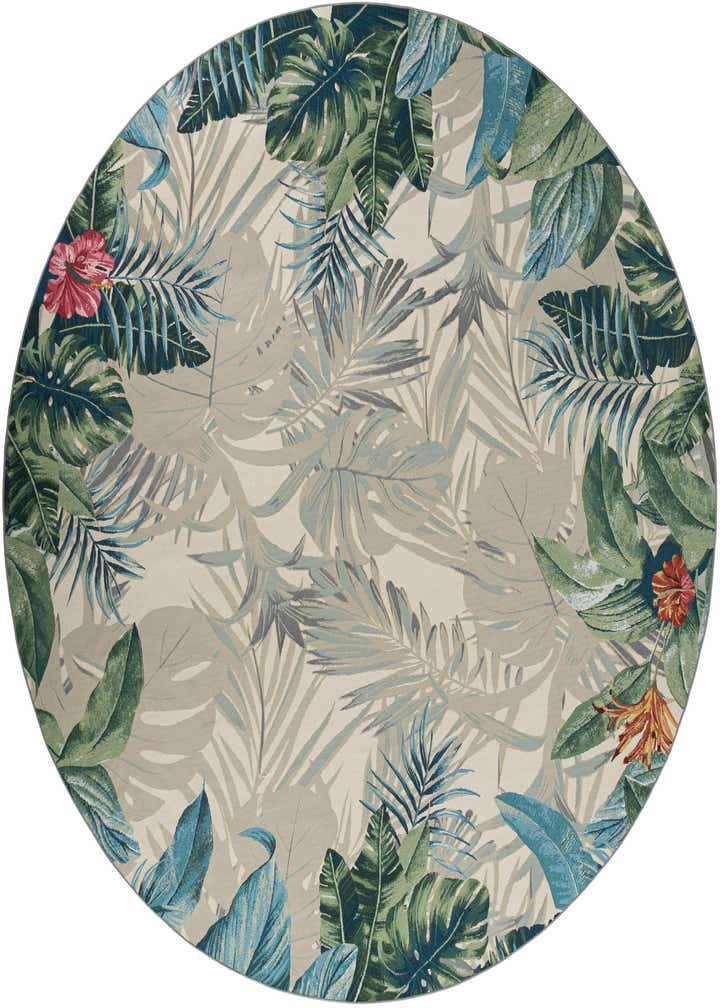 12' x 12' Easy-Clean Botanical Indoor / Outdoor Round Rug