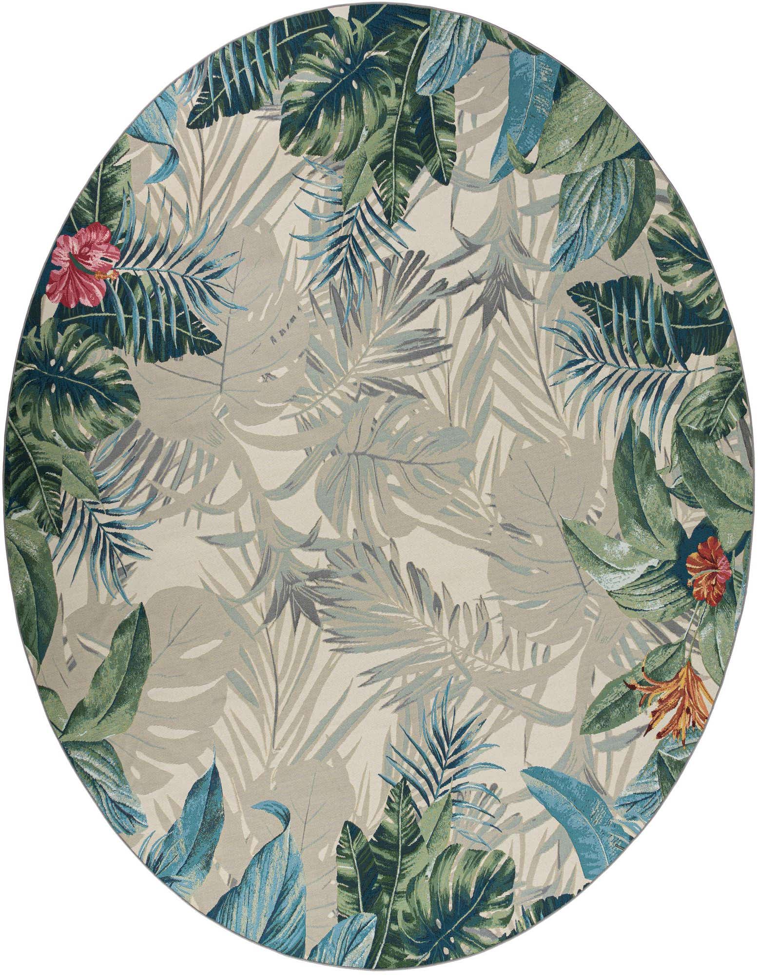 12' x 12' Easy-Clean Botanical Indoor / Outdoor Round Rug