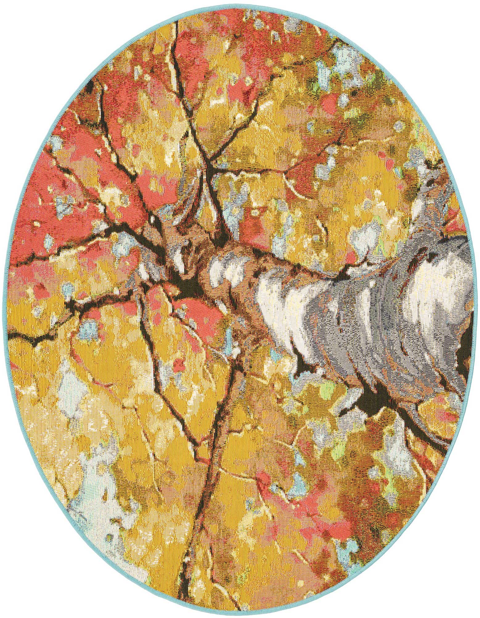 4' 1 x 4' 1 Easy-Clean Botanical Indoor / Outdoor Round Rug