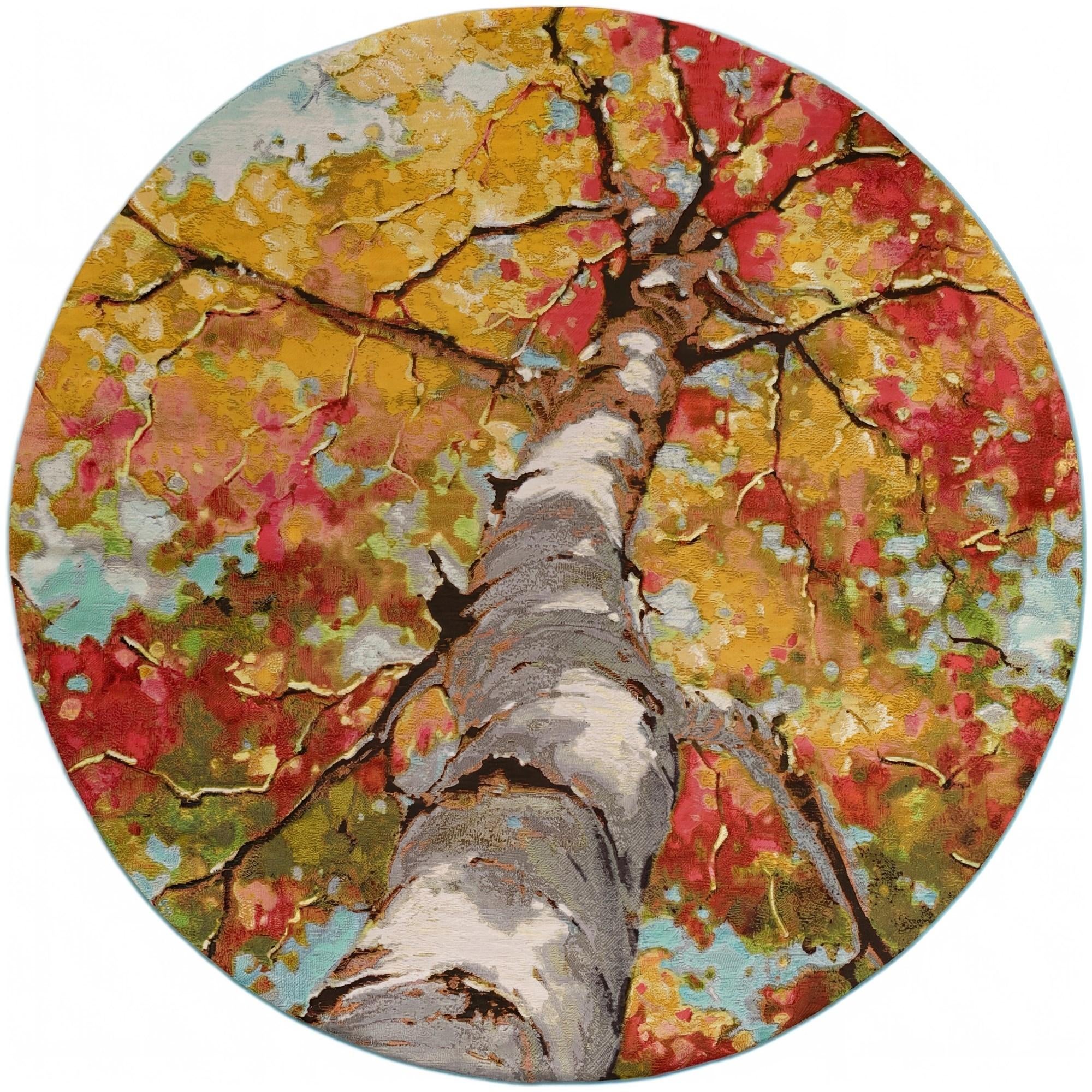 7' 10 x 7' 10 Easy-Clean Botanical Indoor / Outdoor Round Rug