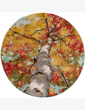 7' 10 x 7' 10 Easy-Clean Botanical Indoor / Outdoor Round Rug