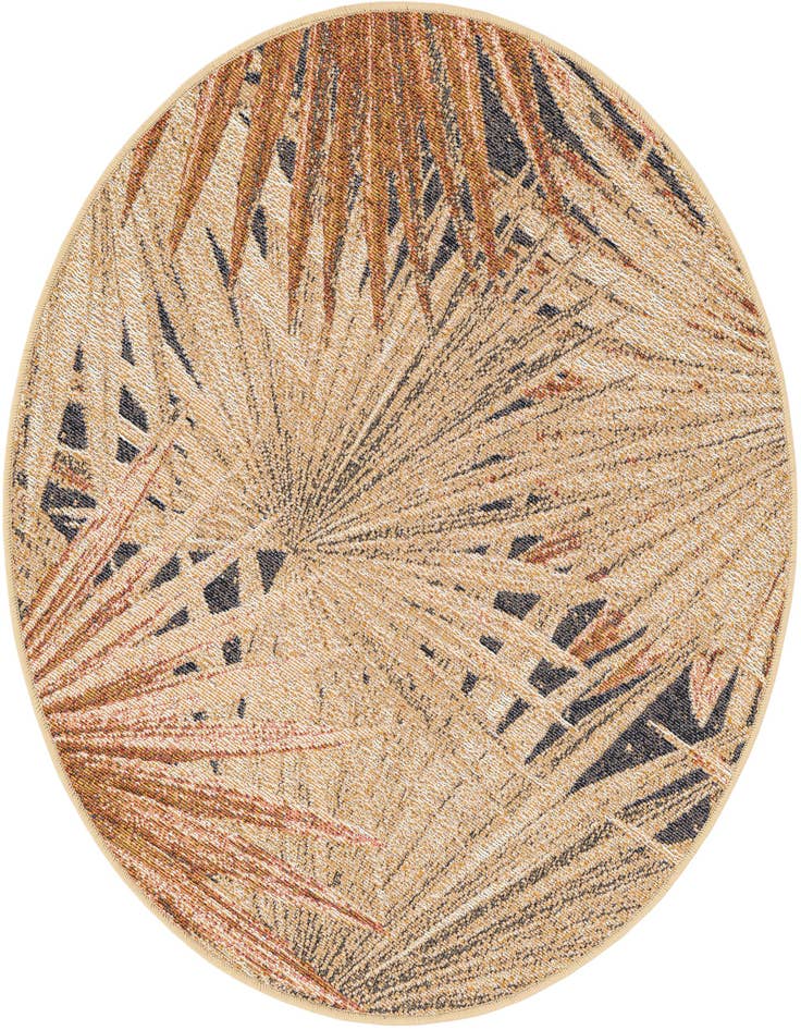 Detail image of 3' x 3' Easy-Clean Botanical Indoor / Outdoor Round Rug