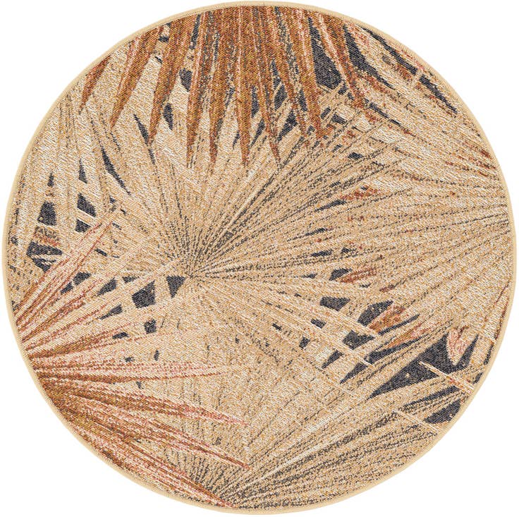 Detail image of 3' x 3' Easy-Clean Botanical Indoor / Outdoor Round Rug