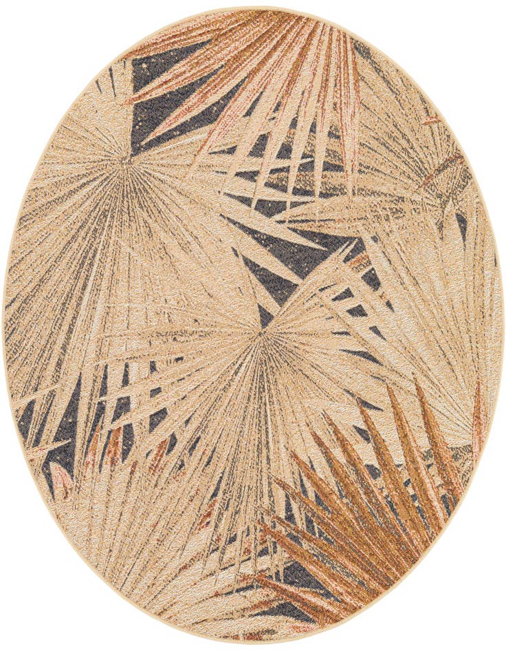 Detail image of 5' x 5' Easy-Clean Botanical Indoor / Outdoor Round Rug