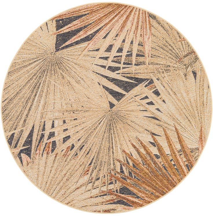 Detail image of 5' x 5' Easy-Clean Botanical Indoor / Outdoor Round Rug
