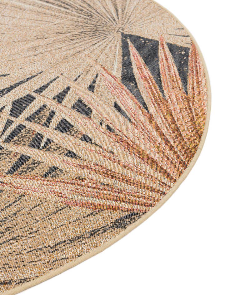 Detail image of 3' x 3'  Washable Botanical Indoor / Outdoor Round Rug