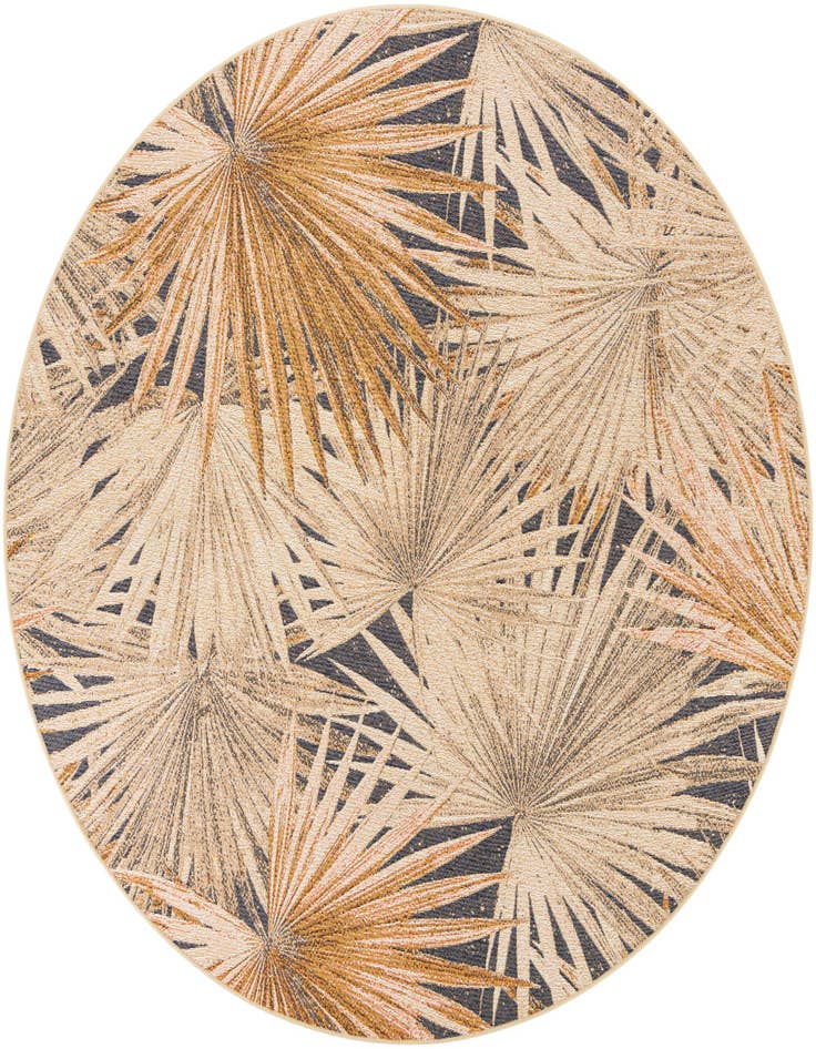 Detail image of 7' 10 x 7' 10 Easy-Clean Botanical Indoor / Outdoor Round Rug