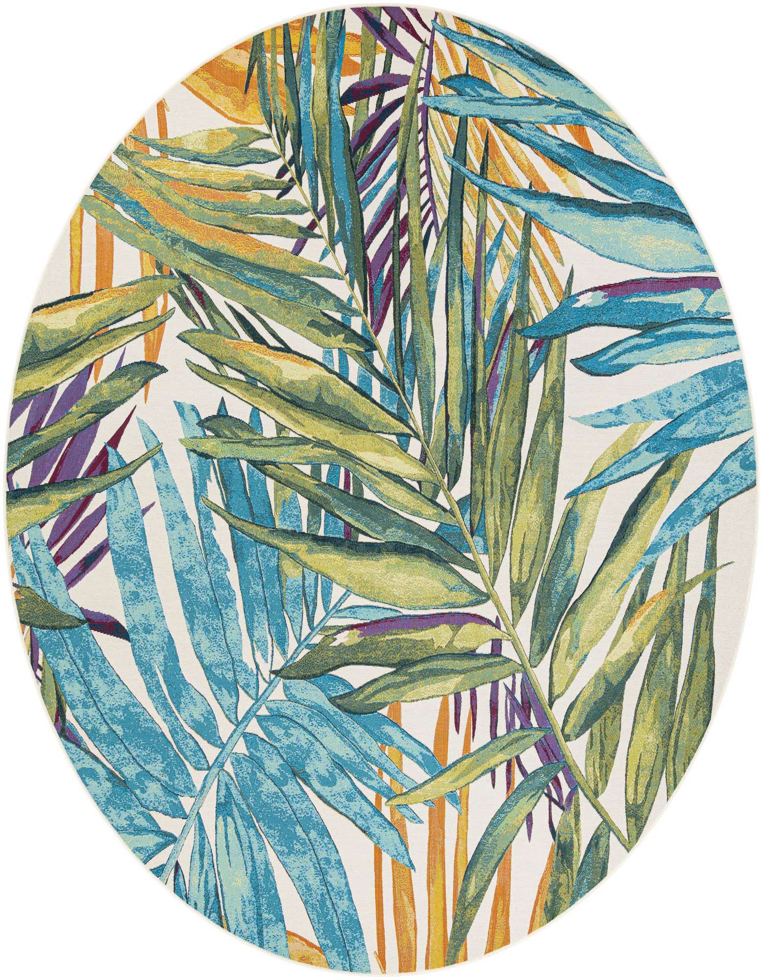 10' x 10' Easy-Clean Botanical Indoor / Outdoor Round Rug