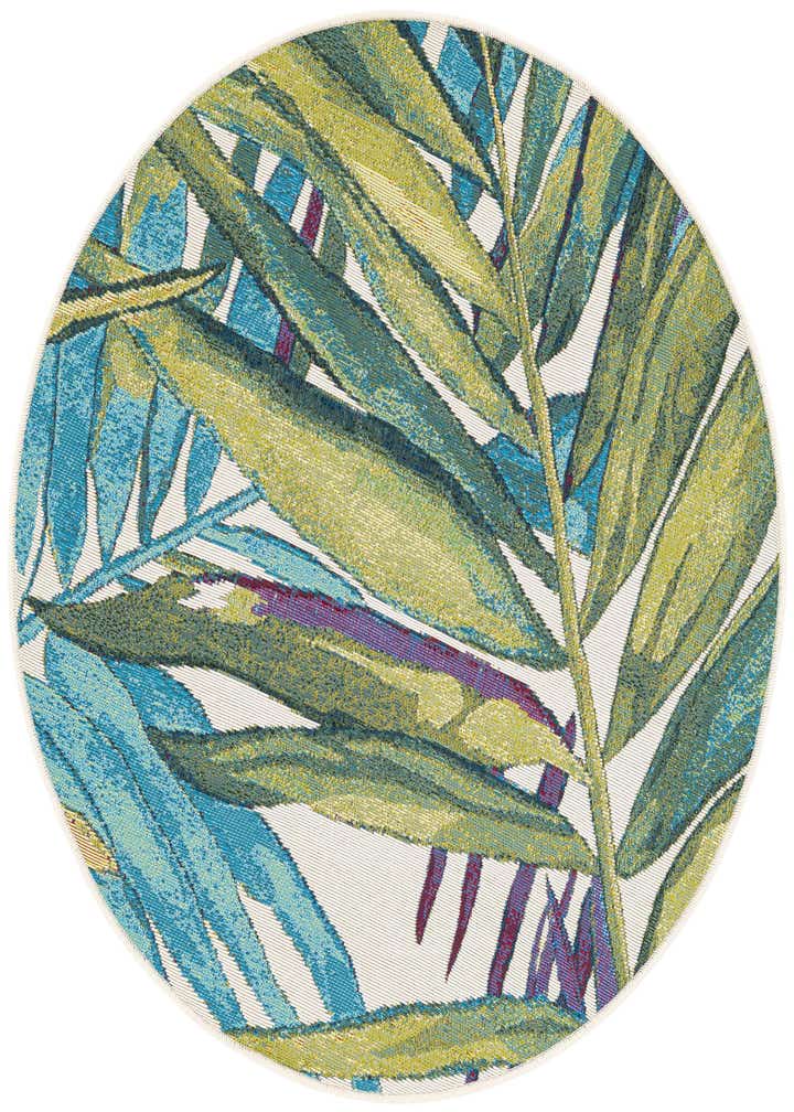 3' x 3' Easy-Clean Botanical Indoor / Outdoor Round Rug
