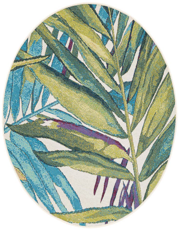 Detail image of 3' x 3' Easy-Clean Botanical Indoor / Outdoor Round Rug
