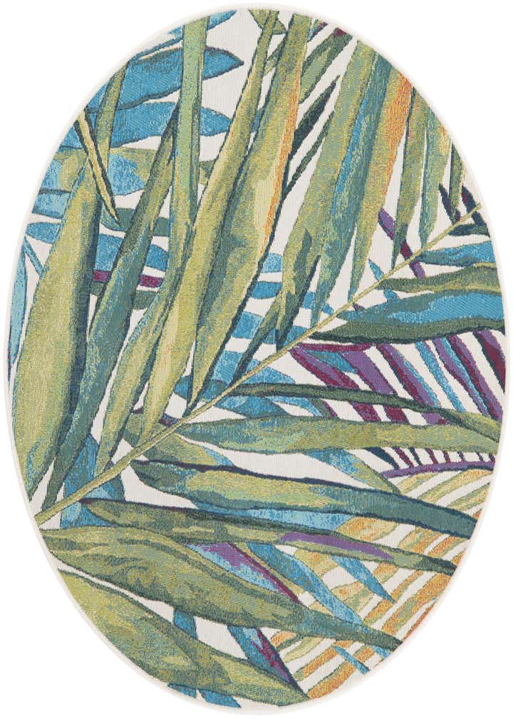 4' x 4' Easy-Clean Botanical Indoor / Outdoor Round Rug