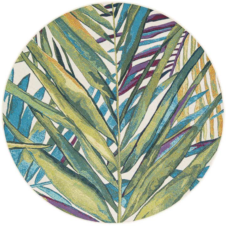 5' x 5' Easy-Clean Botanical Indoor / Outdoor Round Rug