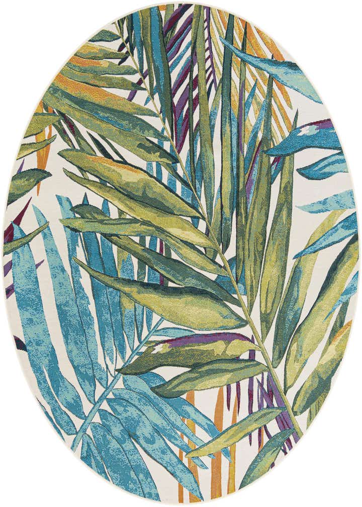 7' 10 x 7' 10 Easy-Clean Botanical Indoor / Outdoor Round Rug