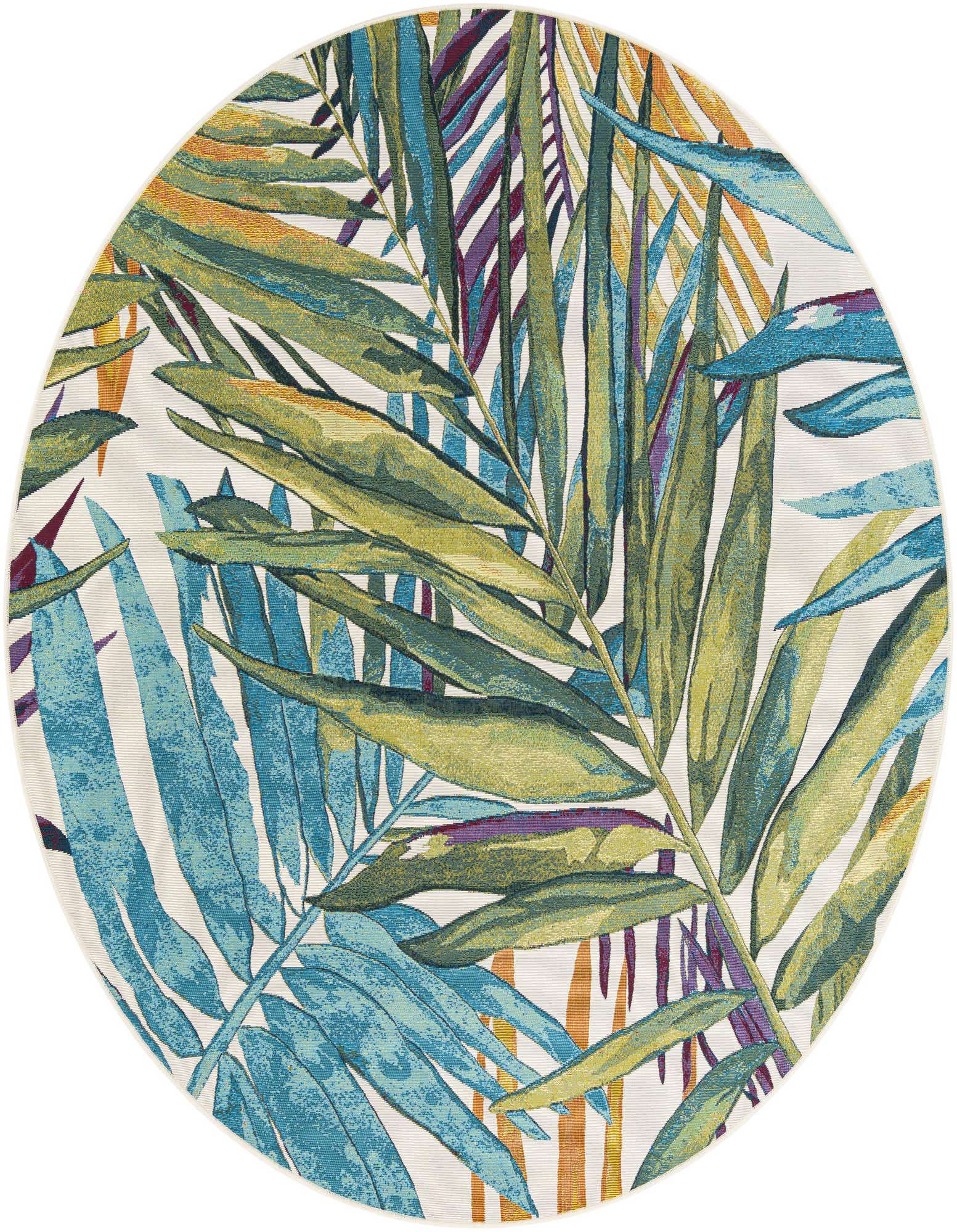 7' 10 x 7' 10 Easy-Clean Botanical Indoor / Outdoor Round Rug