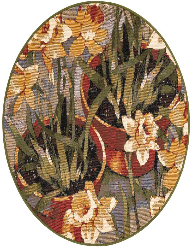 Detail image of 3' x 3' Easy-Clean Botanical Indoor / Outdoor Round Rug