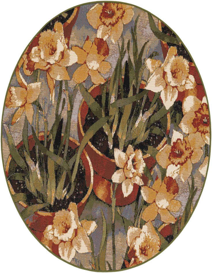 Detail image of 4' x 4' Easy-Clean Botanical Indoor / Outdoor Round Rug
