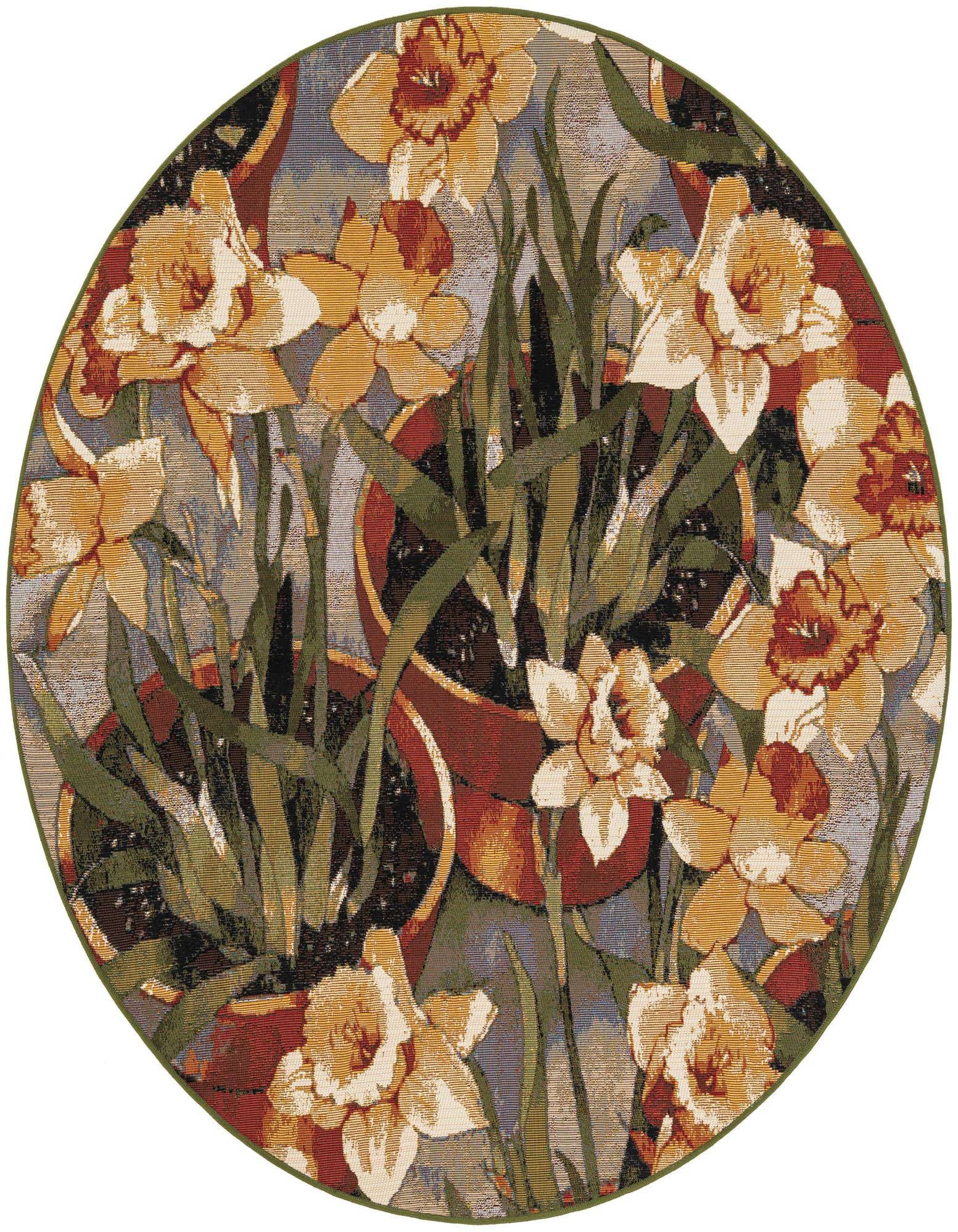 5' x 5' Easy-Clean Botanical Indoor / Outdoor Round Rug