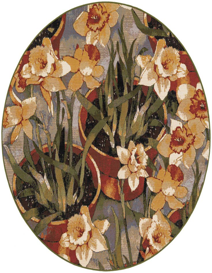 Detail image of 5' x 5' Easy-Clean Botanical Indoor / Outdoor Round Rug