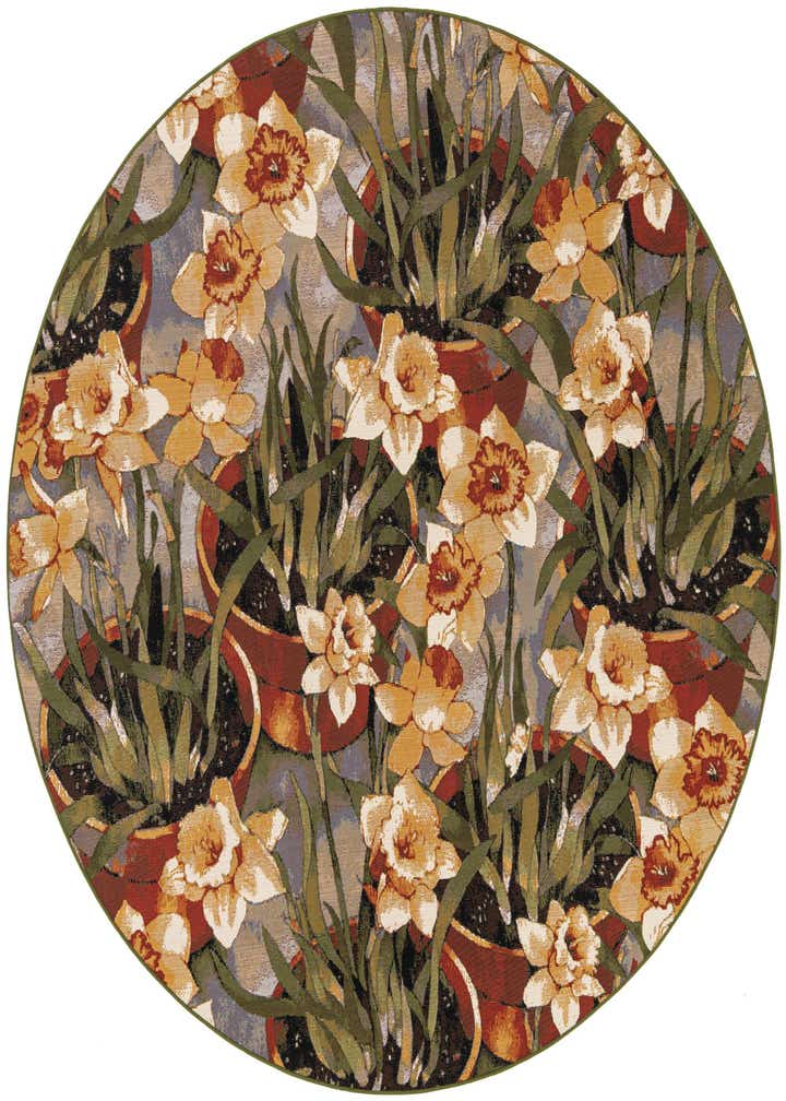 7' 10 x 7' 10 Easy-Clean Botanical Indoor / Outdoor Round Rug