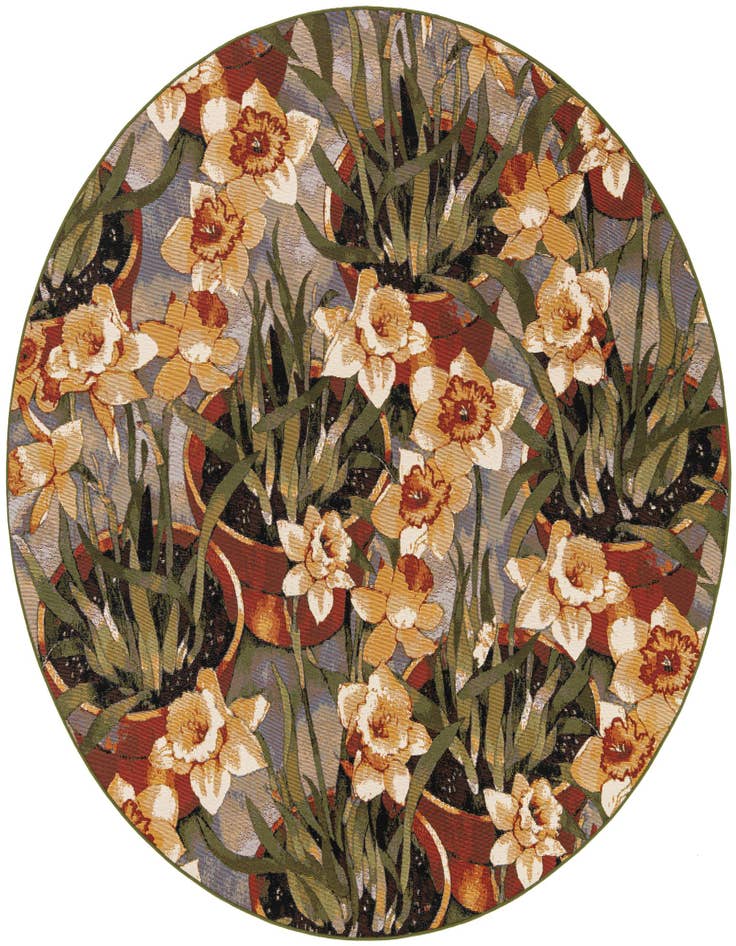Detail image of 7' 10 x 7' 10 Easy-Clean Botanical Indoor / Outdoor Round Rug