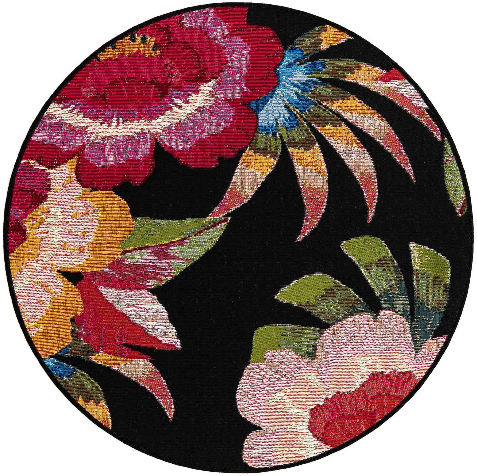 3' x 3' Easy-Clean Botanical Indoor / Outdoor Round Rug