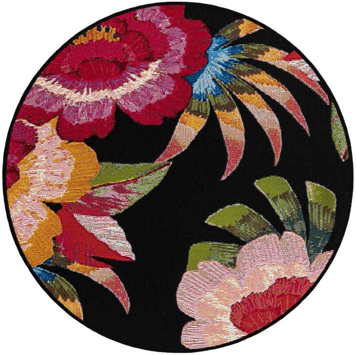 3' x 3' Easy-Clean Botanical Indoor / Outdoor Round Rug