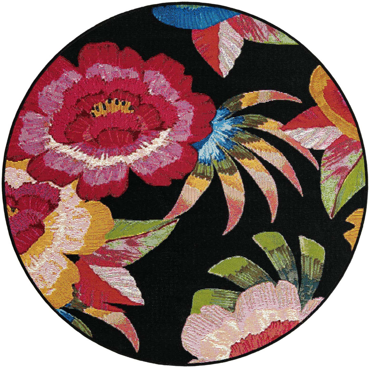 4' x 4' Easy-Clean Botanical Indoor / Outdoor Round Rug