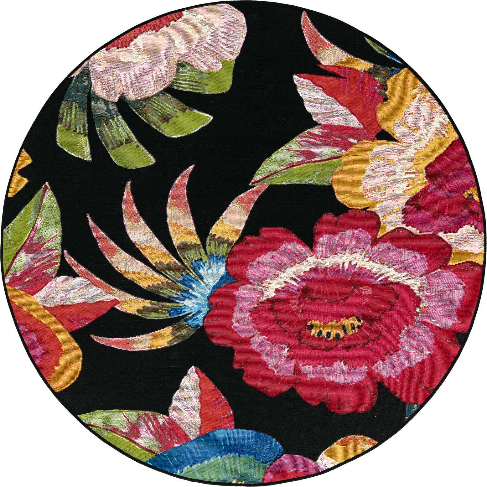 5' x 5' Easy-Clean Botanical Indoor / Outdoor Round Rug