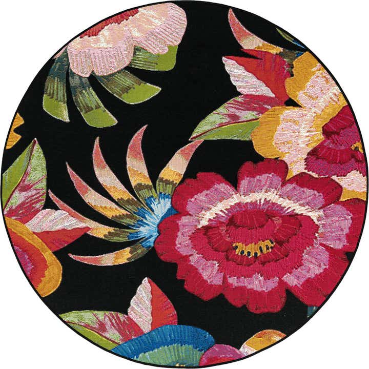 5' x 5' Easy-Clean Botanical Indoor / Outdoor Round Rug