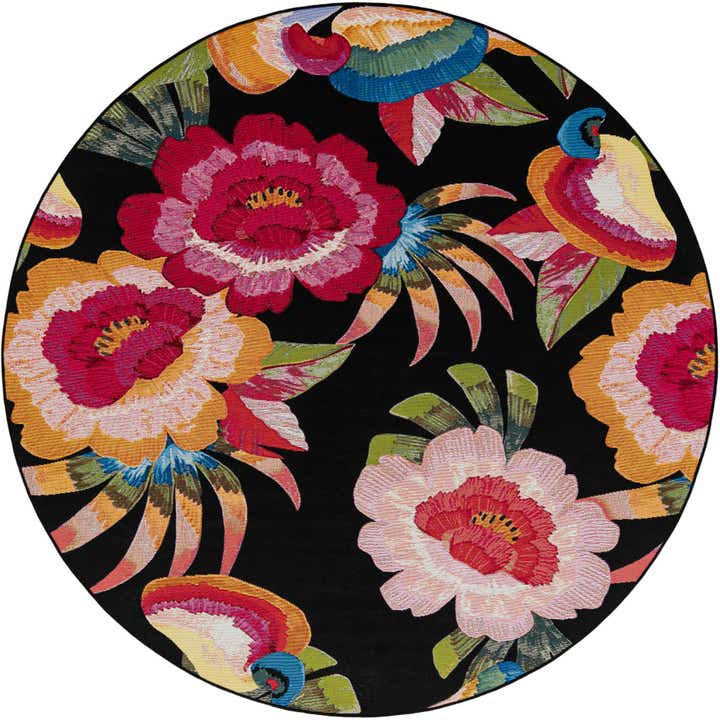 7' 10 x 7' 10 Easy-Clean Botanical Indoor / Outdoor Round Rug