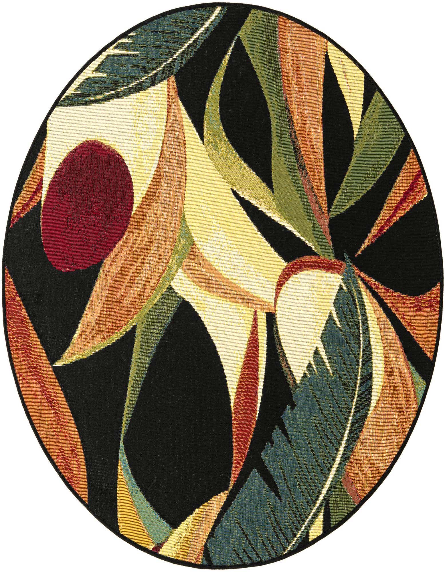 4' x 4' Easy-Clean Botanical Indoor / Outdoor Round Rug