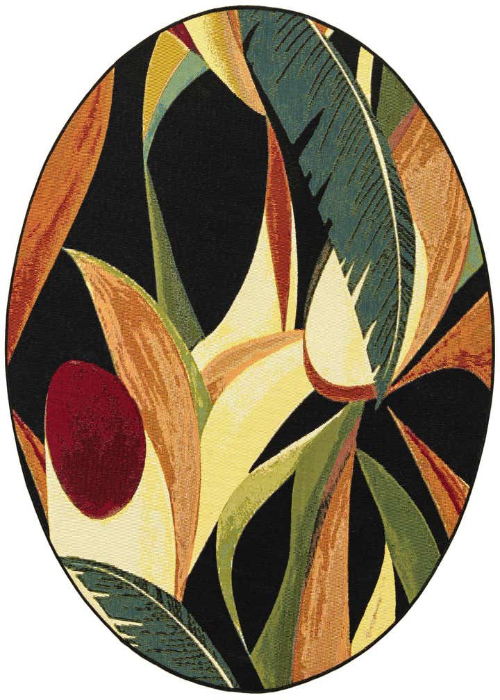 5' x 5' Easy-Clean Botanical Indoor / Outdoor Round Rug
