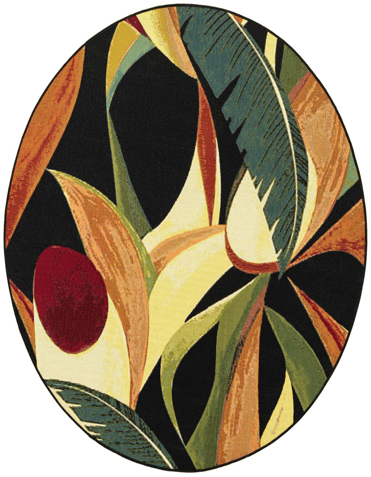 5' x 5' Easy-Clean Botanical Indoor / Outdoor Round Rug