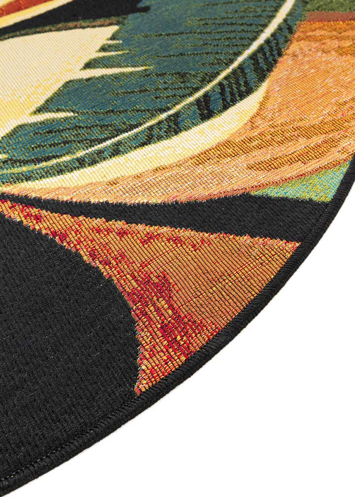 3' x 3' Easy-Clean Botanical Indoor / Outdoor Round Rug