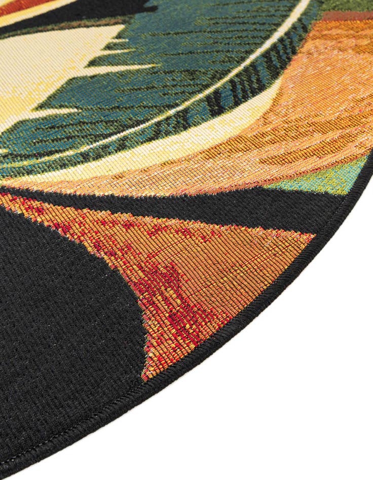Detail image of 6' x 6'  Washable Botanical Indoor / Outdoor Round Rug