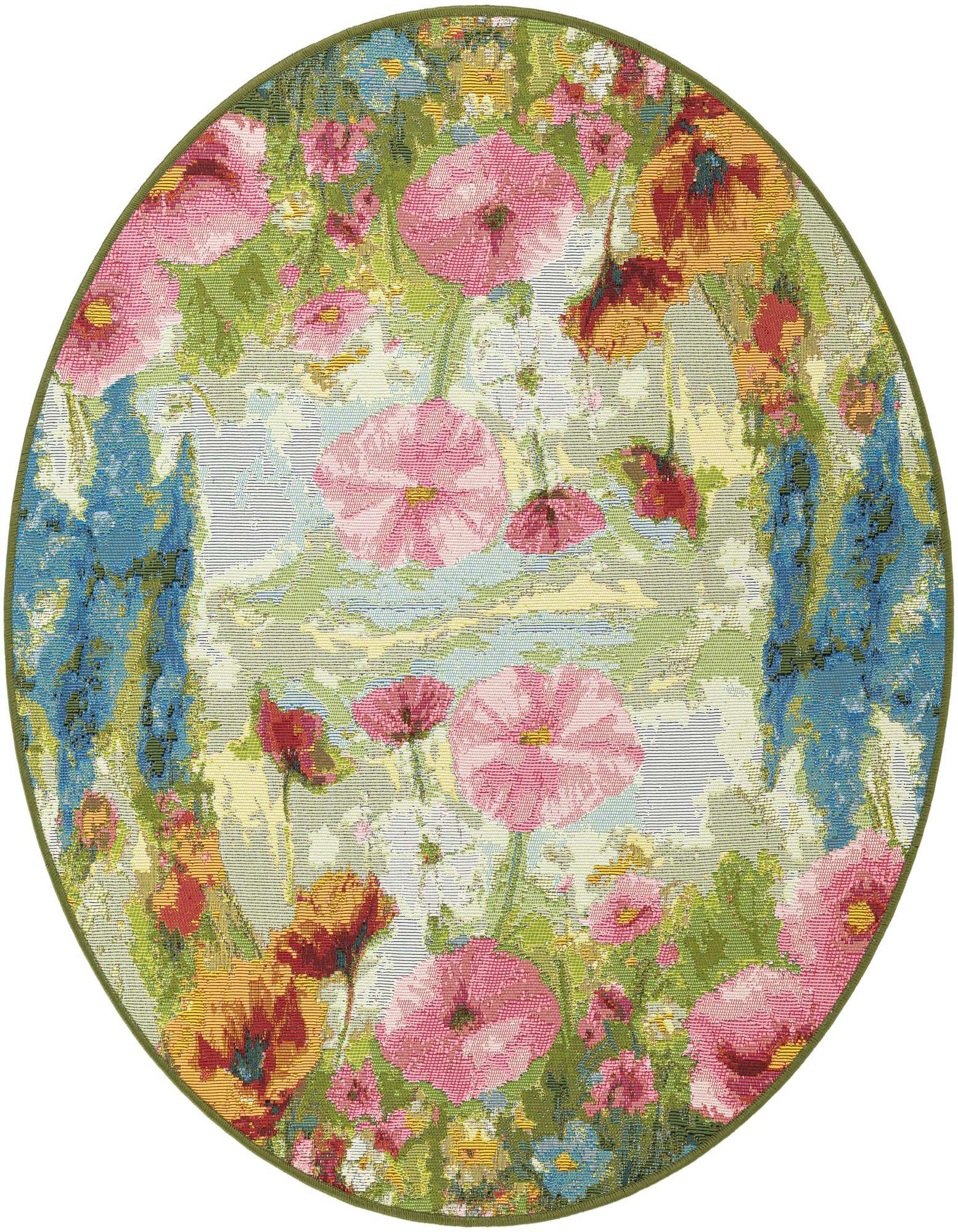 4' x 4' Easy-Clean Botanical Indoor / Outdoor Round Rug