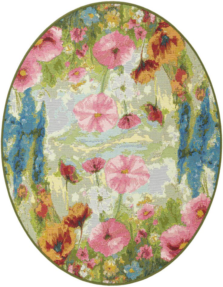 Detail image of 4' x 4' Easy-Clean Botanical Indoor / Outdoor Round Rug