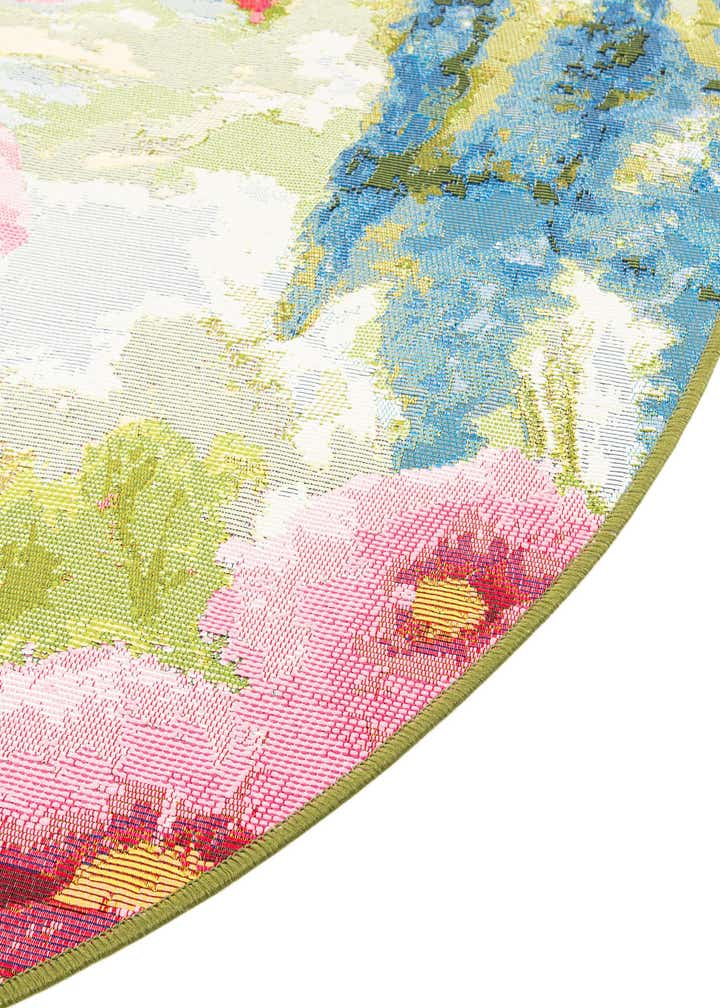 5' x 5' Easy-Clean Botanical Indoor / Outdoor Round Rug