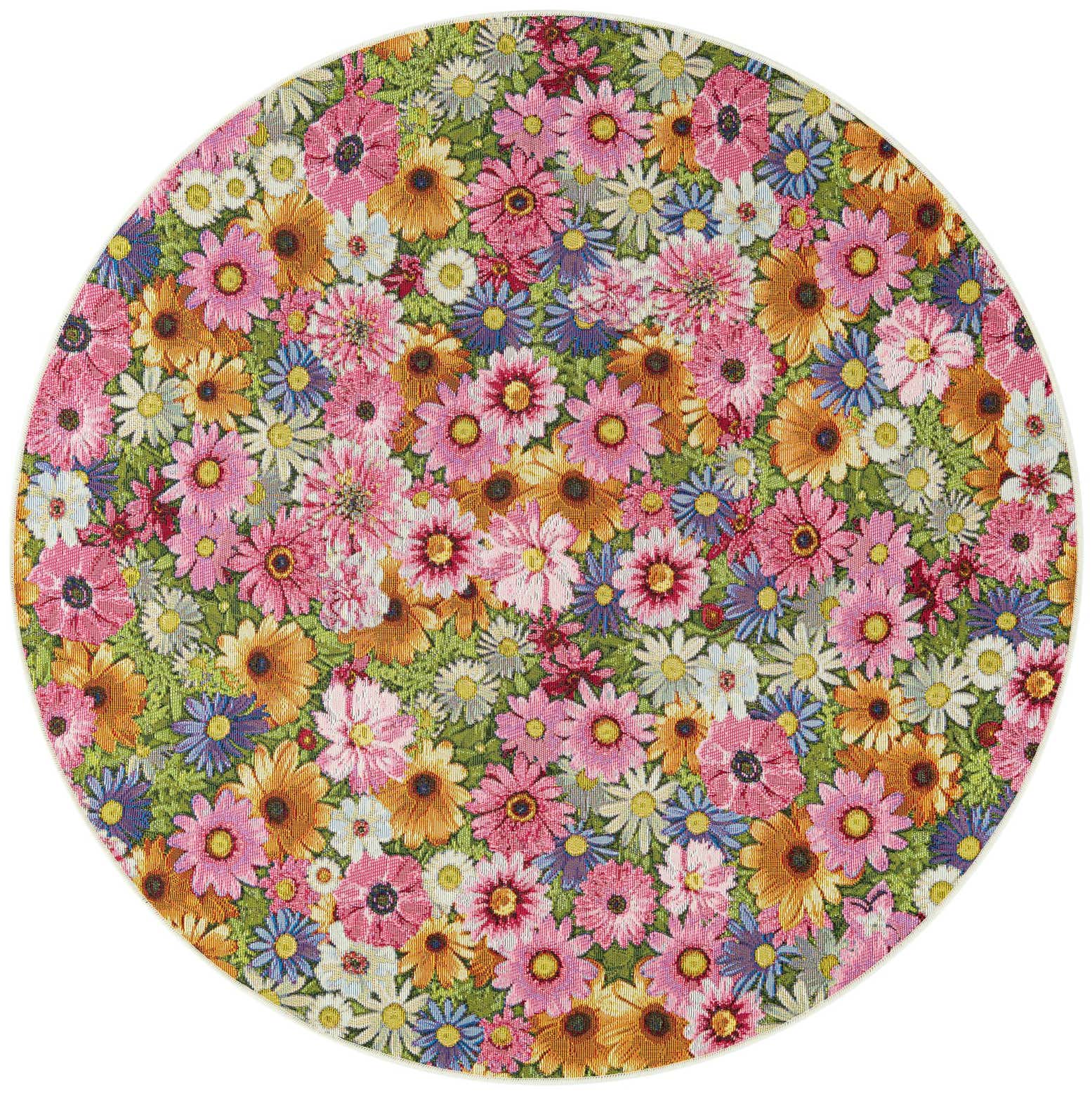 5' x 5' Easy-Clean Botanical Indoor / Outdoor Round Rug