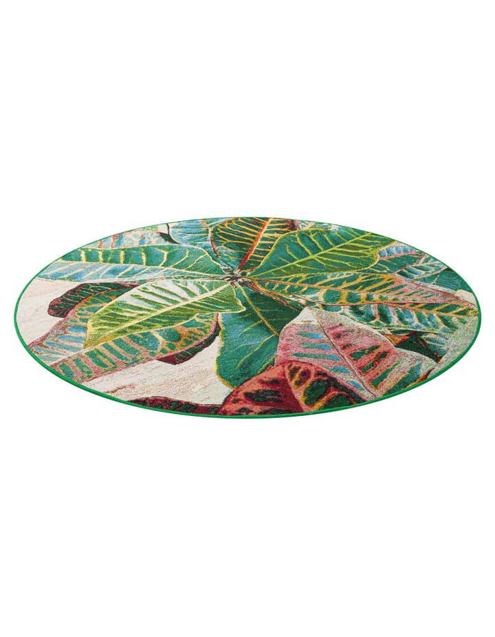 5' x 5' Easy-Clean Botanical Indoor / Outdoor Round Rug