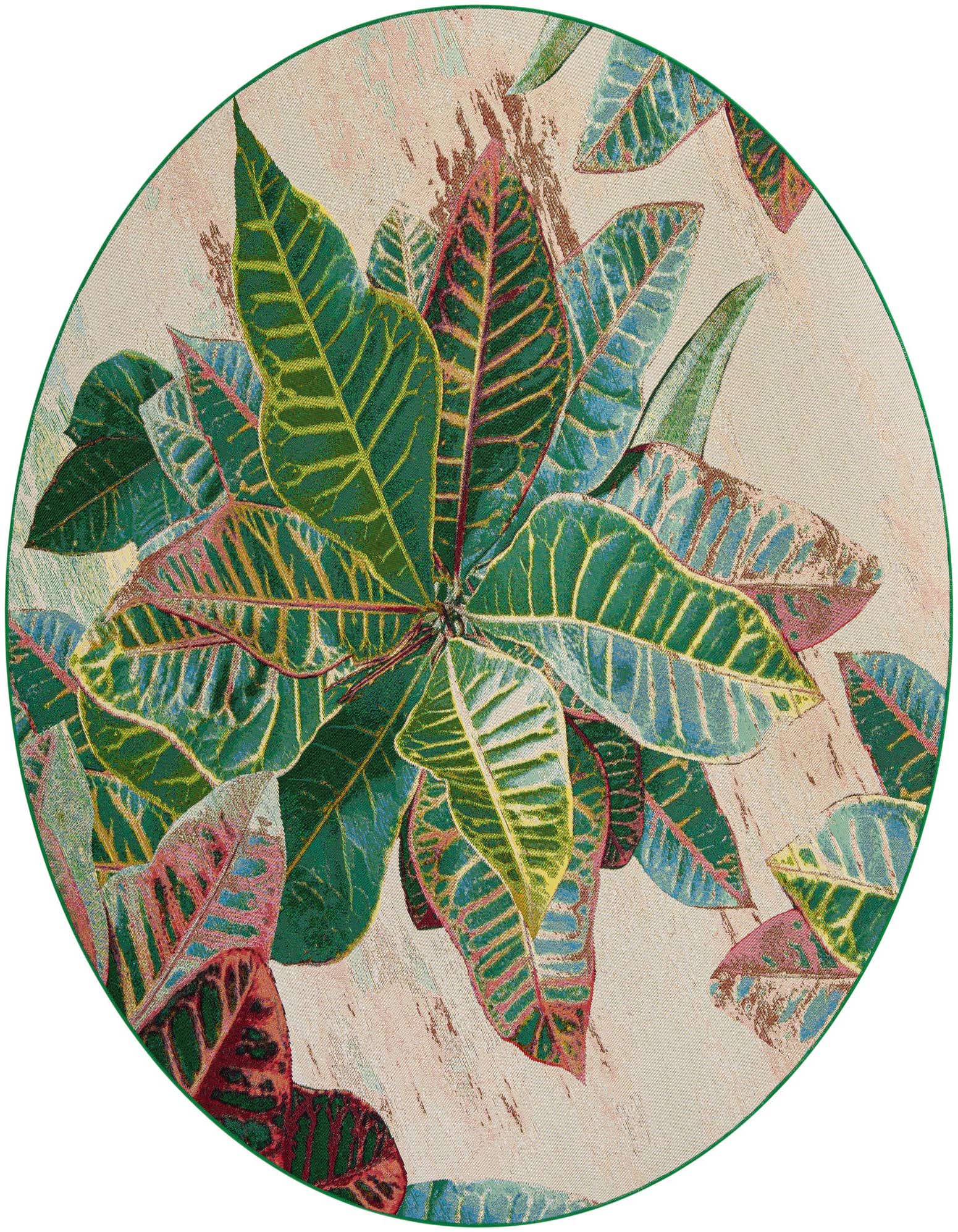 7' 10 x 7' 10 Easy-Clean Botanical Indoor / Outdoor Round Rug