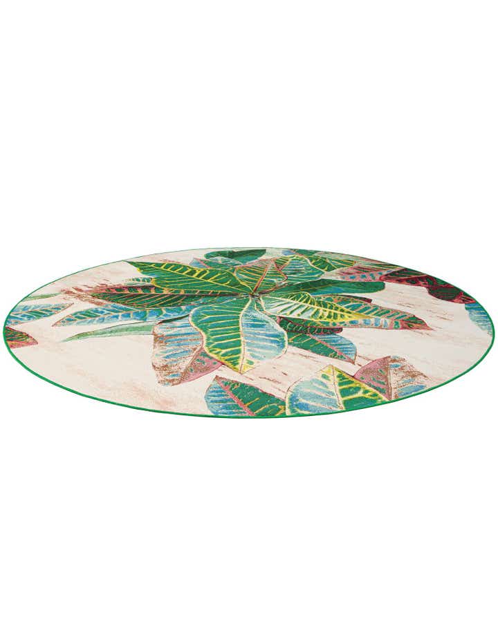 7' 10 x 7' 10 Easy-Clean Botanical Indoor / Outdoor Round Rug