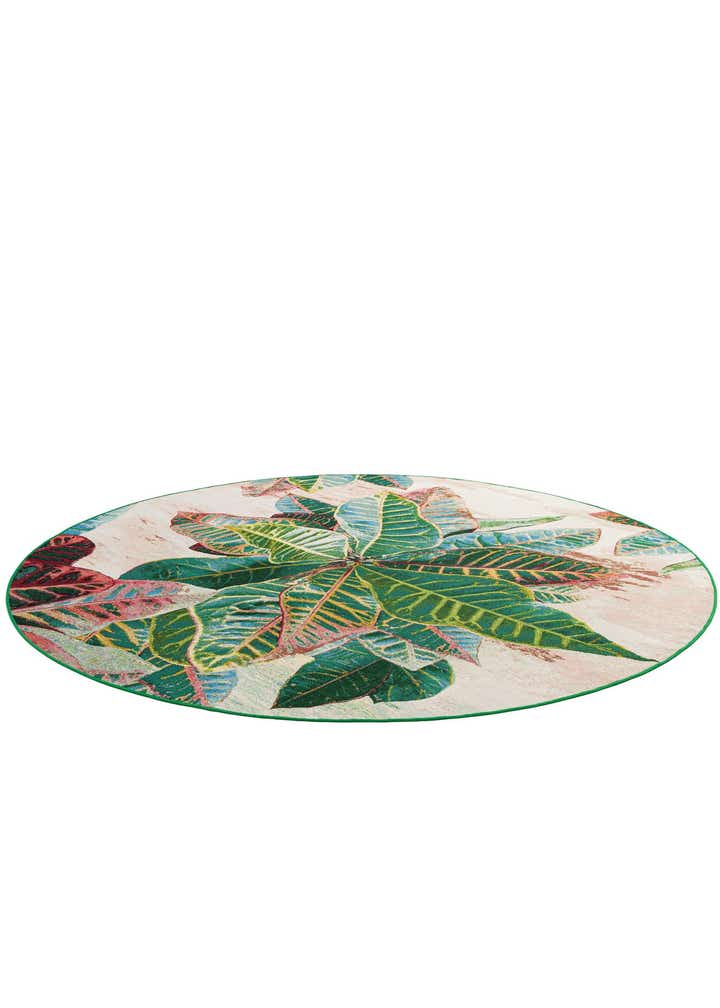 7' 10 x 7' 10 Easy-Clean Botanical Indoor / Outdoor Round Rug