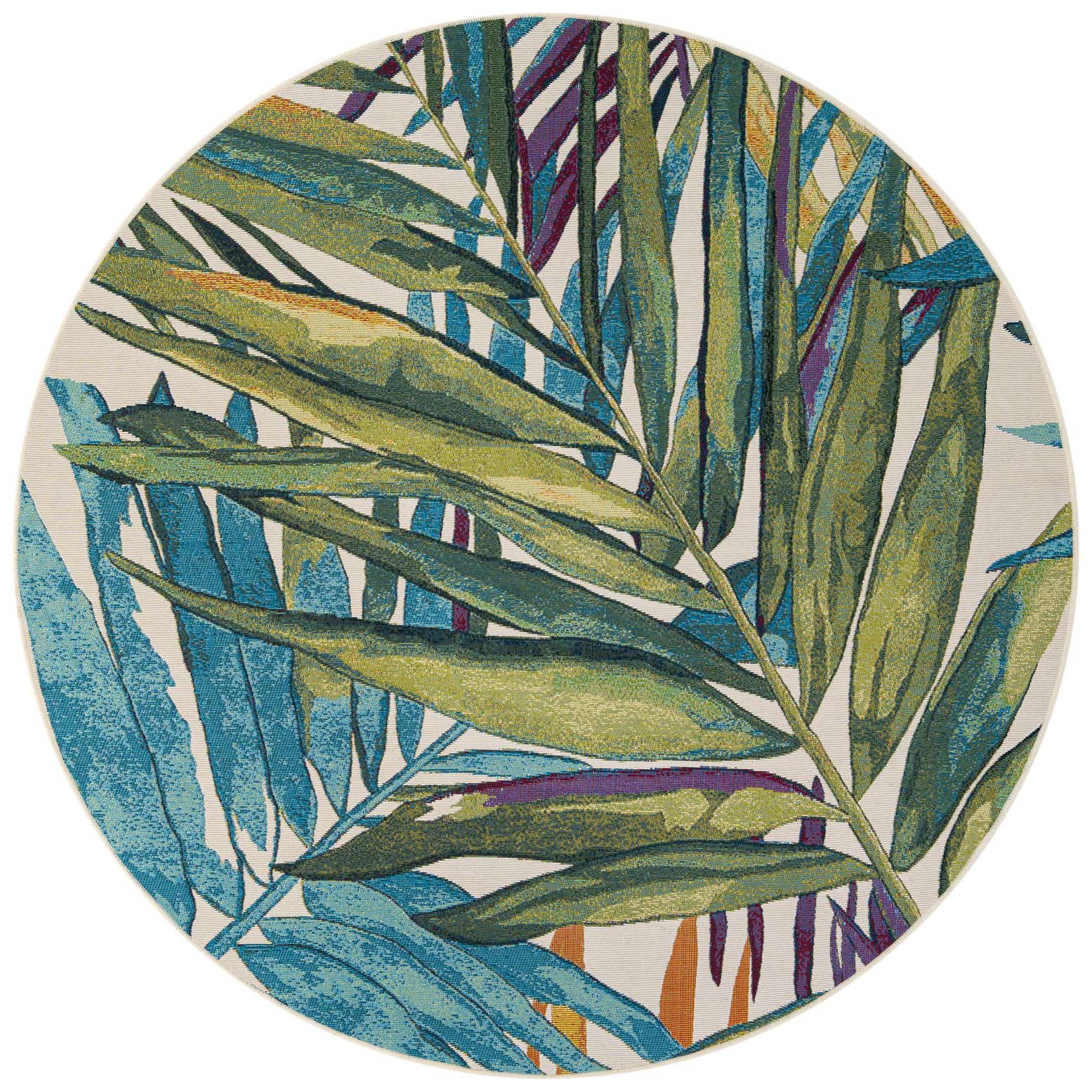 6' x 6' Easy-Clean Botanical Indoor / Outdoor Round Rug