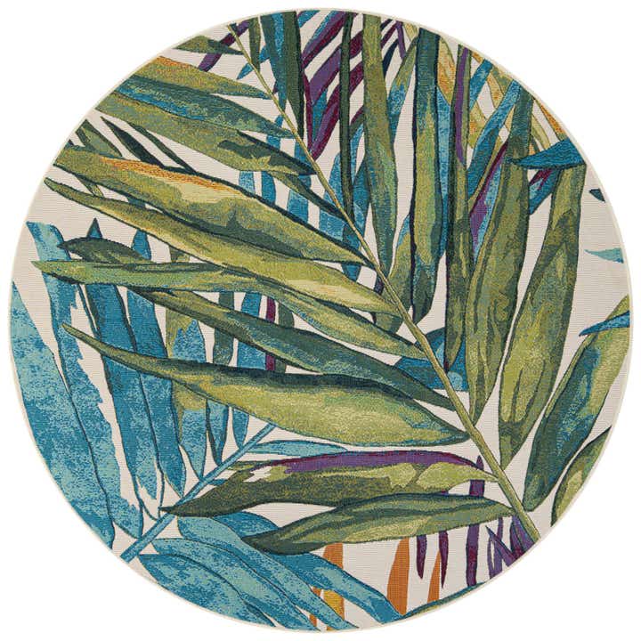 6' x 6' Easy-Clean Botanical Indoor / Outdoor Round Rug