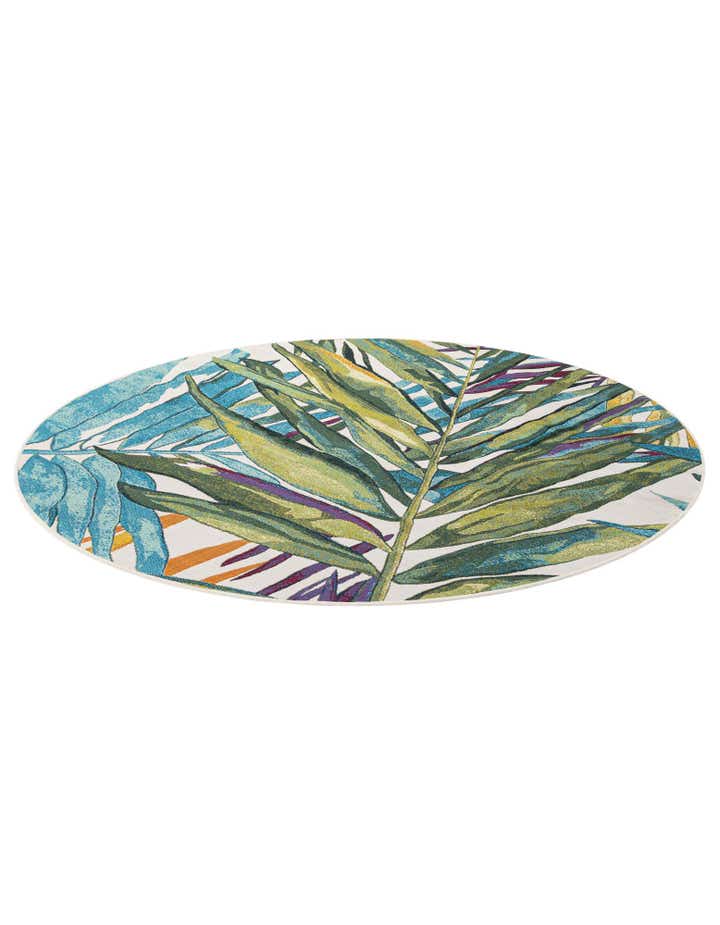 6' x 6' Easy-Clean Botanical Indoor / Outdoor Round Rug